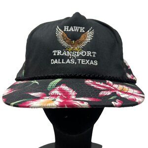 Hawk Transport Dallas Texas Vintage Strapback Floral Hat Cap Trucking Trucker